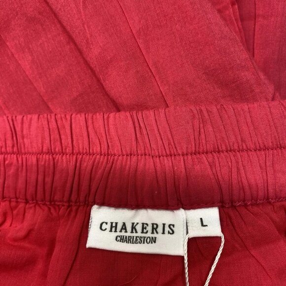 NEW CHAKERIS Floral Embroidered Midi Skirt Red/White Size L Full A-Line Skir - Picture 2 of 10